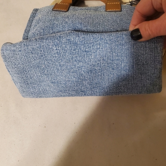 TRUE RELIGION BLUE DENIM MINI TOTE. WITH WIDE STRAPES CROSSBODY. - Picture 7 of 8